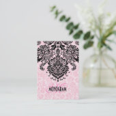 ブラックエレガント&ピンクフローラダマスク 名刺 (スタンド正面)