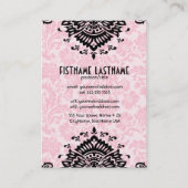 ブラックエレガント&ピンクフローラダマスク 名刺 (裏面)