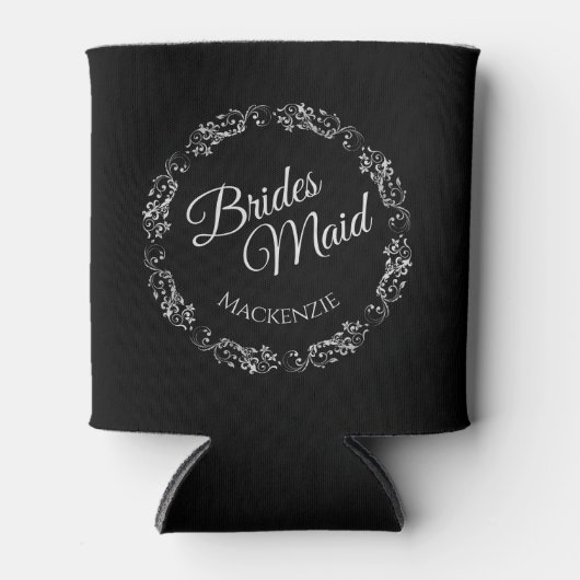 ブラックエレガント・ブライドメイドのフリル結婚ズ 缶クーラー (正面)