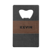 ブラックエレガント&ブラウンヴィンテージレザー クレジットカード栓抜き (裏面)