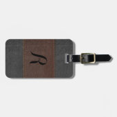 ブラックエレガント&ブラウンヴィンテージレザー ラゲッジタグ (正面横)