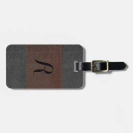 ブラックエレガント&ブラウンヴィンテージレザー ラゲッジタグ