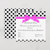 ブラックエレガント&ホットピンクドットバチェロレッテ招待状 招待状 (正面/裏面)