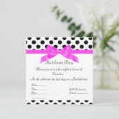 ブラックエレガント&ホットピンクドットバチェロレッテ招待状 招待状 (スタンド正面)