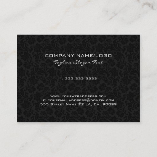 ブラックエレガント&メタリック銀フローラダンパー2 名刺 (裏面)