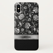 ブラックエレガント&メタリック銀フローラマスク Case-Mate iPhoneケース (裏面)