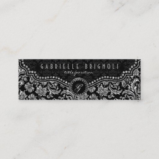 ブラックエレガント&メタリック銀ヴィンテージマスク スキニー名刺 (正面)