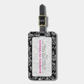 ブラックエレガント&メタリック銀ヴィンテージマスク ラゲッジタグ (正面縦)