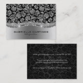 ブラックエレガント&メタリック銀ヴィンテージマスク 名刺 (正面/裏面)