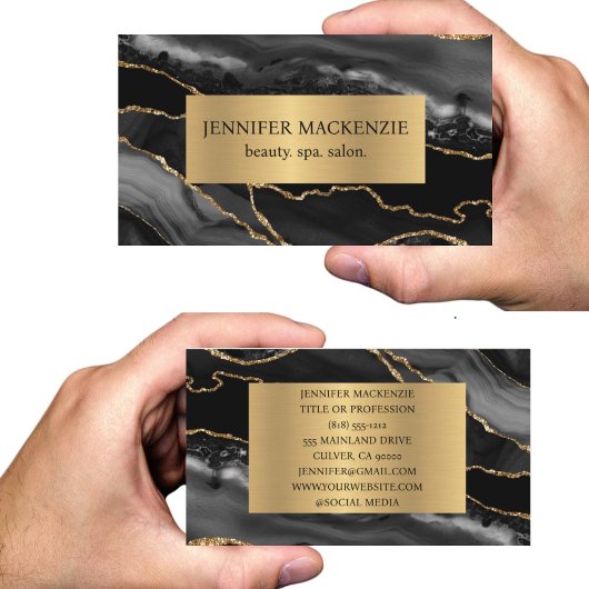 ブラックエレガント&金ゴールドアガテラグジュアリー 名刺