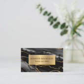 ブラックエレガント&金ゴールドアガテラグジュアリー 名刺 (スタンド正面)