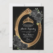 ブラックエレガント&金ゴールドキンセアニェラ招待状 招待状 (正面)