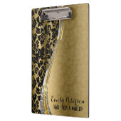 ブラックエレガント&金ゴールドダマスクとシルバーのアクセント クリップボード (左)