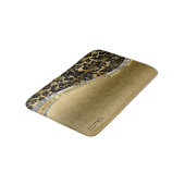 ブラックエレガント&金ゴールドダマスクとシルバーのアクセント バスマット (アングル)