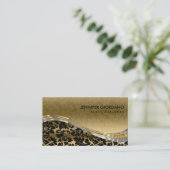 ブラックエレガント&金ゴールドダマスクとシルバーのアクセント 名刺 (スタンド正面)