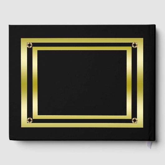 ブラックエレガント&金ゴールドフレーム誕生日 ゲストブック (裏面)