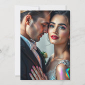 ブラックエレガント&金ゴールドフローララグジュアリーデザイン 招待状 (裏面)