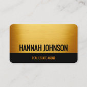 ブラックエレガント&金ゴールドブラシ仕上げメタル名刺 名刺 (正面)