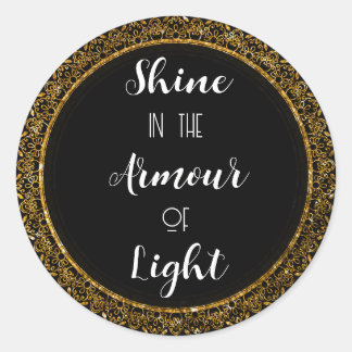 ブラックエレガント&金ゴールドモチベーション・シール ラウンドシール