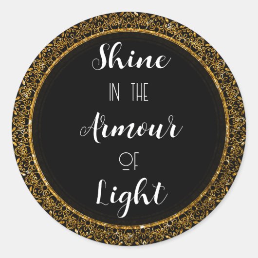 ブラックエレガント&金ゴールドモチベーション・シール ラウンドシール (正面)