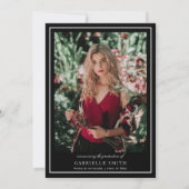 ブラックエレガント&金ゴールドロースクール卒業パーティー 招待状 (裏面)