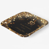 ブラックエレガント&金ゴールド50番目の誕生日紙プレート ペーパープレート (傾斜あり)