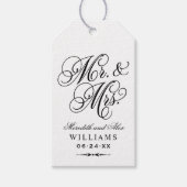 ブラックエレガントMr.And Mrs. Script Monogramカスタム ギフトタグ (正面)