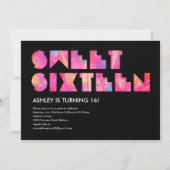 ブラックエレクトリックグロースイート16招待状 招待状 (正面)