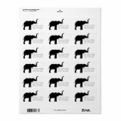 ブラックエレファントシルエット差出人住所 ラベル (フルシート)