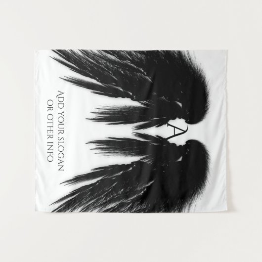 ブラックエンジェルウィングズモノグラム垂直 タペストリー (正面(横))