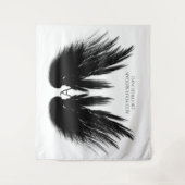 ブラックエンジェルウィングズモノグラム水平タペストリー タペストリー (正面)