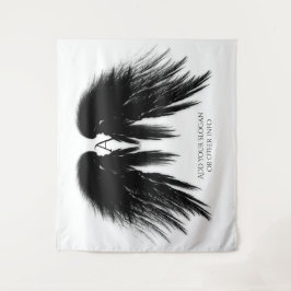 ブラックエンジェルウィングズモノグラム水平タペストリー タペストリー