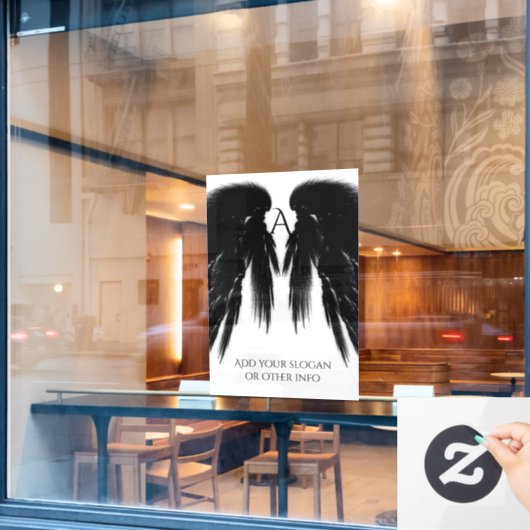 ブラックエンジェルウィングズモノグラム ウィンドウサイン (カフェ窓)