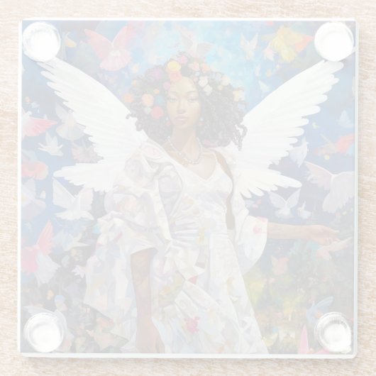 ブラックエンジェルファンタジーアート ガラスコースター (裏面)