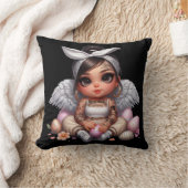 ブラックエンジェルベビー装飾用クッション クッション (ブランケット)