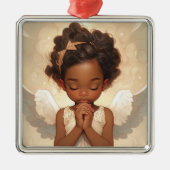 ブラックエンジェル祈りの言葉フォークリスマスセレニティ メタルオーナメント (正面)