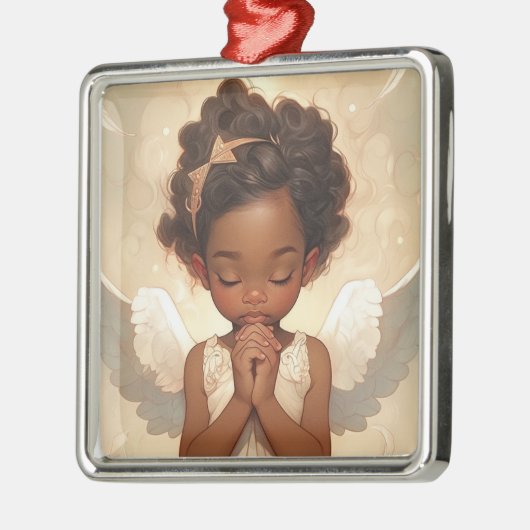 ブラックエンジェル祈りの言葉フォークリスマスセレニティ メタルオーナメント (左)