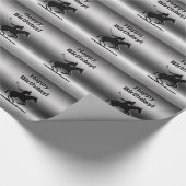 ブラックエンボスルックポロプレーヤー、ハッピーバースデー ラッピングペーパー (角)