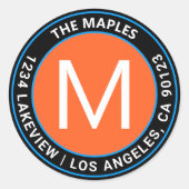 ブラックオはっきりしたレンジブルーサーキュラー差出人住所 ラウンドシール (正面)