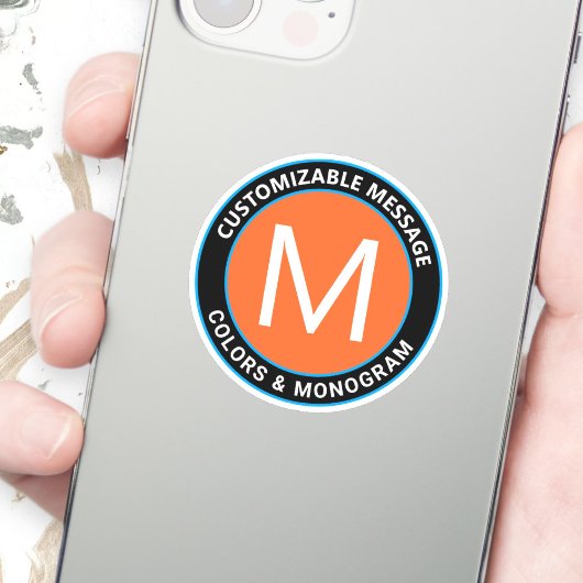 ブラックオはっきりしたレンジブルーサーキュラー文字 シール