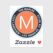 ブラックオはっきりしたレンジブルーサーキュラー文字 |透明 シール (シート)