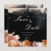 ブラックオエレガントレンジインクの色日付を保存 招待状 (正面/裏面)