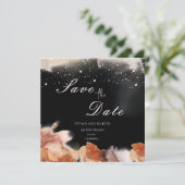 ブラックオエレガントレンジインクの色日付を保存 招待状 (スタンド正面)