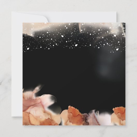 ブラックオエレガントレンジインクの色日付を保存 招待状 (裏面)