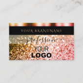 ブラックオエレガントレンジピンクスパークルグリッター追加ロゴ 名刺 (正面)