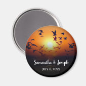 ブラックオグラデーションレンジサンセットフォト結婚ズ マグネット (正面/裏面)