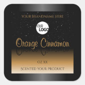 ブラックオスタイリッシュレンジプロダクトラベルロゴグリッター スクエアシール (正面)