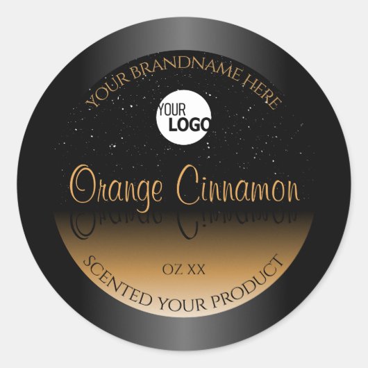 ブラックオスタイリッシュレンジプロダクトラベルロゴグリッター ラウンドシール (正面)
