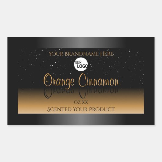 ブラックオスタイリッシュレンジプロダクトラベルロゴグリッター 長方形シール (正面)