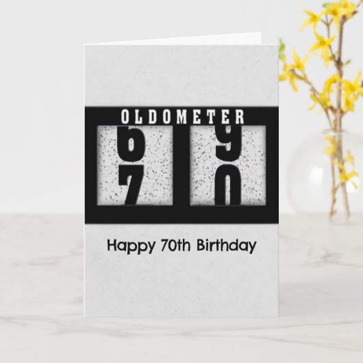 ブラックオドメーター70誕生日ユーモア カード (黄色い花)